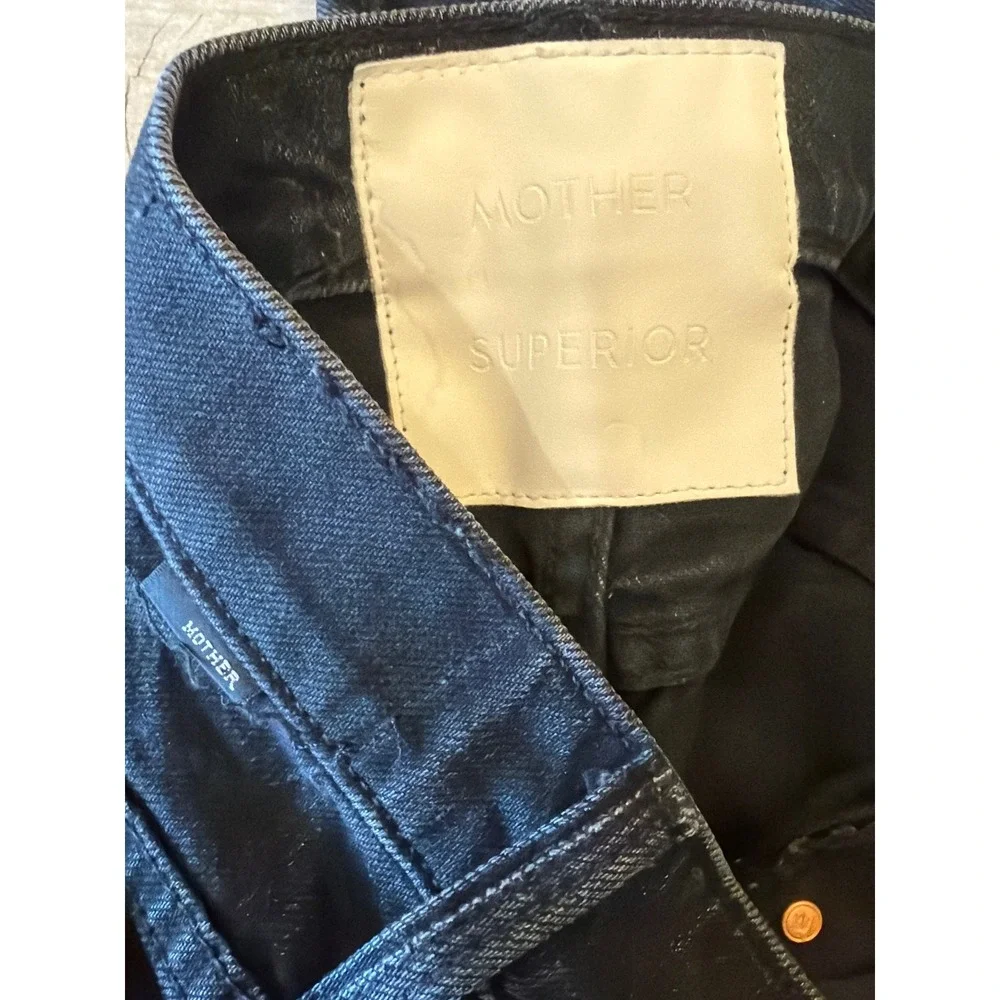 Mother Superior High Waisted Rider Skimp Jeans Whos Sorry Now Black Straight Leg